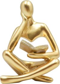 Gold Reading Women Statue, Thinker Sculptures, Abstract Art Ornament