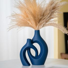 Hollow Ceramic Accent Vase Set of 2 for Shelf or Entryway