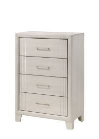 1pc Contemporary Four-Drawers Chest Bed Side Cabinet Wooden Furniture White/Beige Color