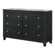 1pc Contemporary Modern White Faux Marble Top 6 Drawers Dresser Black Finish Bedroom Furniture