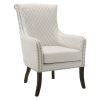 Classic Luxury Quilted Accent Chair 1pc Beige Upholstery Nailhead Trim Foam Seat Cushion Solid Wood Living Room Furniture