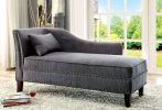 Modern Contemporary 1pc Chaise Gray Linen Like Fabric Nailhead Trim Living Room Bench Pillow