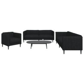 Sofa Set Black Polyester