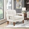 Modern Living Room Chair Beige Chenille Upholstery Pocket Coils Solid Wood Legs Furniture 1pc Armchair