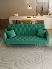71 inch convertible love seat sofa, American retro green velvet