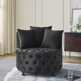 Velvet Upholstered Swivel Chair for Living Room