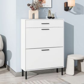 Shoe Cabinet, Freestanding Shoe Rack Storage Organizer with Drawers & Metal Legs