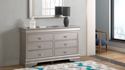 Glory Furniture Lorana G6500-D Dresser, Silver Champagne