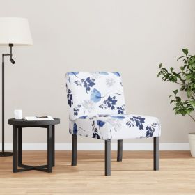 Slipper Chair Blue and White Polyester