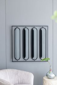 36" x 36" Large Four Oval Wall Mirror with Black Square Frame