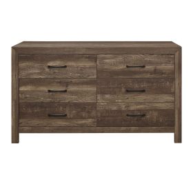 Rustic Brown Finish 1pc Dresser Black Handles Wooden Funiture Rustic Style