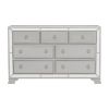 Glamorous Silver Finish Dresser 1pc 7 Drawers Beveled Mirror Trim Modern Bedroom Furniture