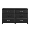 Contemporary Design Black Dresser 1pc 6x Drawers Faux Leather Upholstery Plywood Engineered Wood