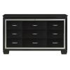 Black Finish Dresser Bold Desing 9 Drawers Glamorous Faux-Alligator Textured Fronts Wooden Bedroom Furniture