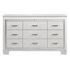 White Finish Dresser Bold Design 9 Drawers Glamorous Faux-Alligator Textured Fronts Wooden Bedroom Furniture