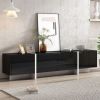 ON-TREND White & Black Contemporary Rectangle Design TV Stand, Unique Style TV Console Table for TVs Up to 80''