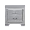 Glamourous Silver Finish 1pc Nightstand 2x Dovetail Drawers Faux Alligator Embossed Fronts Bedroom Furniture