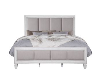 Katia Light Gray Linen, Rustic Gray & Weathered White Finish E. King Bed