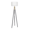 Sway Brassed Gold Floor Lamp with On/Off Switch Triple Legs White Fabric Shade