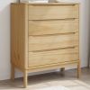 Drawer Cabinet Wax Brown Solid Pine Wood Medium Chest Of Drawers