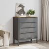 Drawer Cabinet Grey Solid Pine Wood Medium Chest of Drawers