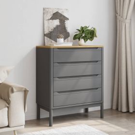 Drawer Cabinet Grey Solid Pine Wood Medium Chest of Drawers