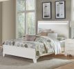 White High Gloss Finish Modern Queen Bed 1pc LED Light Headboard Faux Leather Upholstered Wooden Furniture
