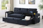 Ashlyn II 84"W Dark Gray Woven Fabric Reversible Sleeper Sectional Sofa with Storage Chaise