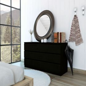 6 Drawer Double Dresser Tronx, Superior Top, Black Wengue Finish