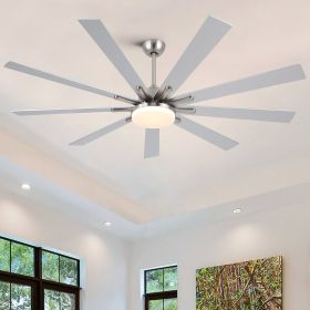 72 in. Indoor Brushed Nickel Smart Ceiling Fan with LED Light and Remote by Tuya APP — Works with Alexa/Google
