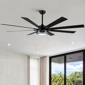 YUHAO 72 in. Indoor Black PlyWood Smart Ceiling Fan with Integrated LED