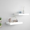 Wall Shelf Set of 2 White Honeycomb MDF