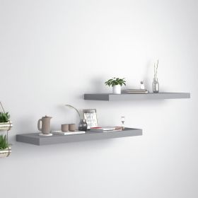Wall Shelf Set of 2 Grey Honeycomb MDF