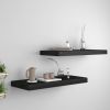 Wall Shelf Set of 2 Black Honeycomb MDF