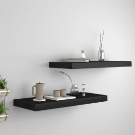 Wall Shelf Set of 2 Black Honeycomb MDF