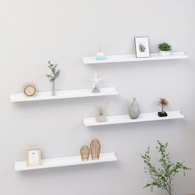Wall Shelf Set of 4 White MDF Medium Wall mounting Wall Shelf
