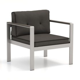 Contemporary Patio Sofa Chair with WPC Armrests and Back Cushions