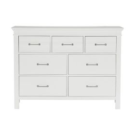 7 Drawers White Finish Dresser Transitional Style Wooden Bedroom Furniture 1pc