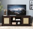 Farmhouse Rattan TV Stand Console Table for TVs up to 70 Inches
