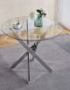 Dining Table with cross metal leg and tempered glass