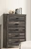 1pc Rustic Contemporary Brown Finish Five Storage Drawers Wooden Bedroom Furniture