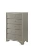 1pc Modern Glam Style Champagne Finish Glam Five Drawer Chest Embossed Crocodile Pattern Wooden Bedroom Furniture