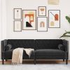 Chesterfield Sofa Black Velvet (100% polyester) 3-seater
