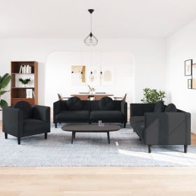 Sofa Set Black Velvet