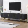 ON-TREND Modern TV Stand with Metal Legs and Gold Handles for TVs Up to 80''