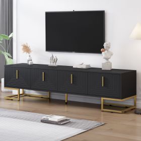 ON-TREND Modern TV Stand with Metal Legs and Gold Handles for TVs Up to 80''