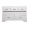 Modern Glam Dresser of 7 Drawers White and Silver Glitter Hidden Jewelry Drawers Ball Bearing Glides Modern Wooden Bedroom Furniture