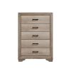 1pc Natural Finish Bedroom Chest of 5 Drawers w Black Hardware Bedroom Furniture Contemporary Design
