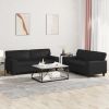 Sofa Set Black Faux leather, metal