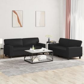Sofa Set Black Faux leather, metal